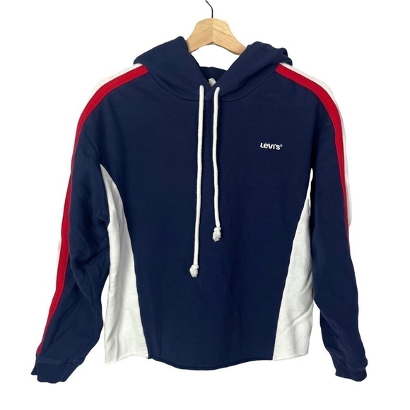 Levi's Maritime Sport Short Cropped Hoodie Sweatshirt S - Picture 2 of 5